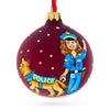 Glass Dedicated K-9 Police Officer with Dog - Blown Glass Ball Christmas Ornament 3.25 Inches in Red color Round