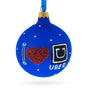 City Ride: The Taxi Cab Blown Glass Ball Christmas Ornament 3.25 Inches in Blue color, Round shape