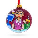 Cashier Glass Ball Christmas Ornament 3.25 Inches in Red color Round