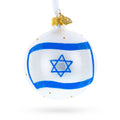 Flag of Israel Glass Ball Christmas Ornament 3.25 Inches in Multi color Round
