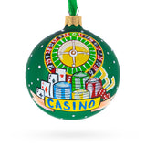 Casino Roulette Table Glass Ball Christmas Ornament 3.25 Inches in Green color Round