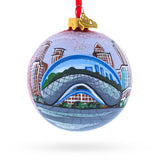 Chicago Cityscape Reflections Glass Ball Christmas Ornament 3.25 Inches in Blue color Round