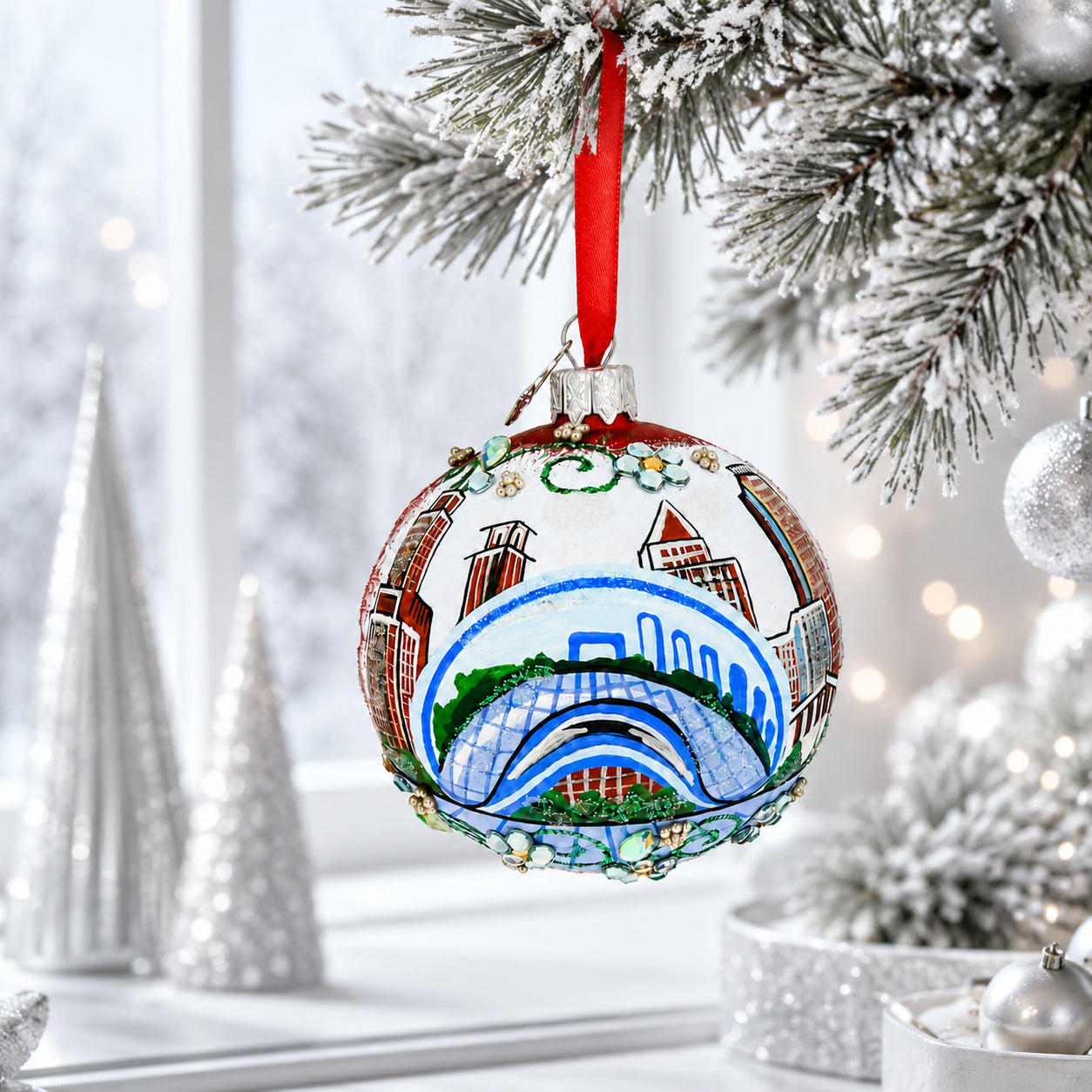 Buy Christmas Ornaments Travel North America USA Illinois Chicago by BestPysanky Online Gift Ship