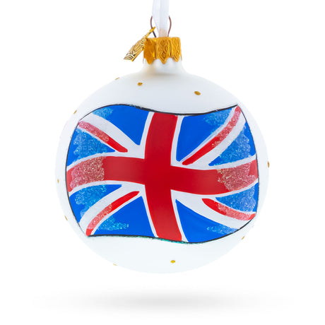 Flag of United Kingdom Glass Ball Christmas Ornament 3.25 Inches in Multi color Round