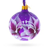 Purple Lily Blossoms Glass Ball Christmas Ornament 3.25 Inches in Purple color Round