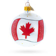 Flag of Canada Glass Ball Christmas Ornament 3.25 Inches in White color Round