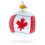 Flag of Canada Glass Ball Christmas Ornament 3.25 Inches in White color Round