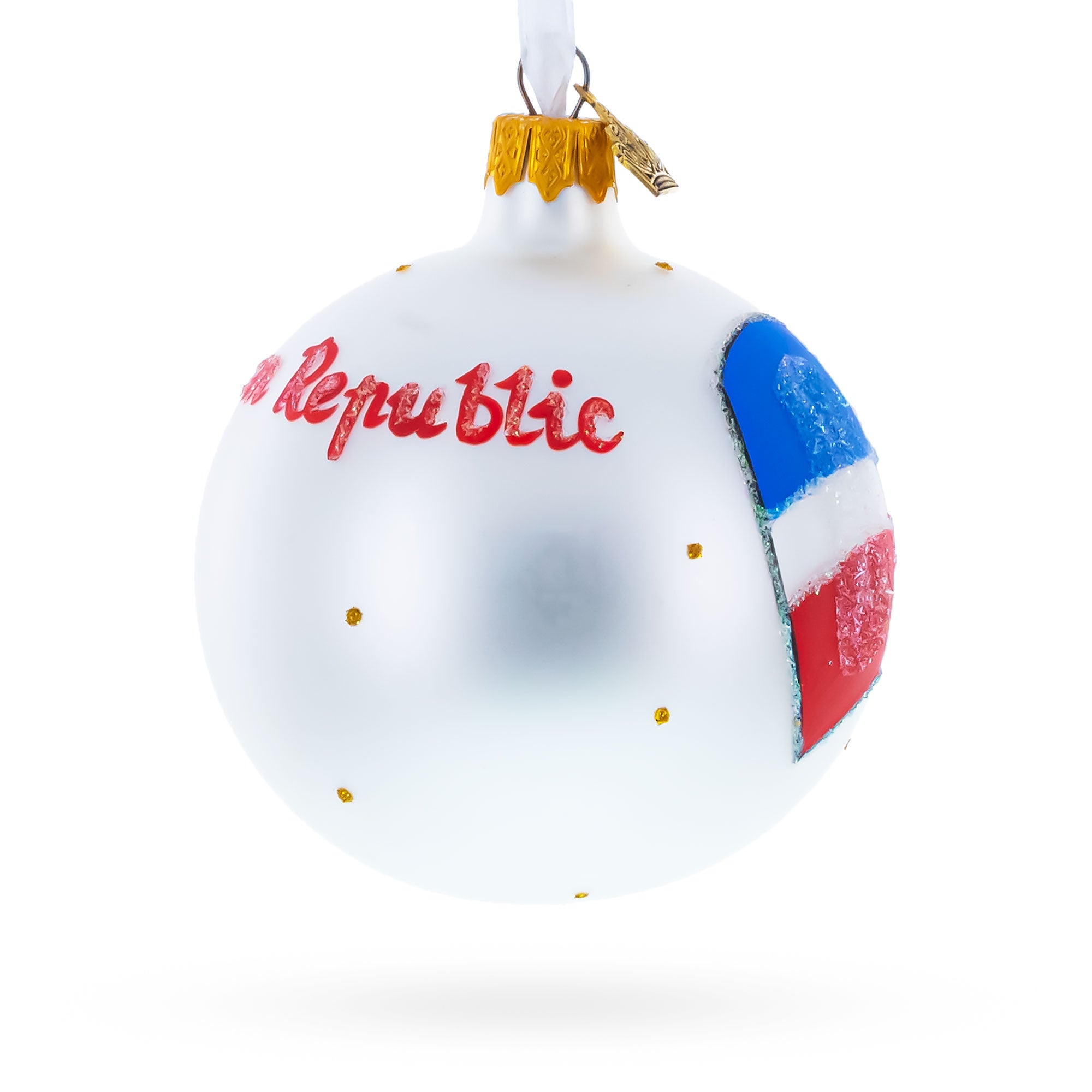 Flag of Dominican Republic Glass Ball Christmas Ornament 3.25 InchesUkraine , dimensions in inches: 3.25 x 3.25 x 3.25