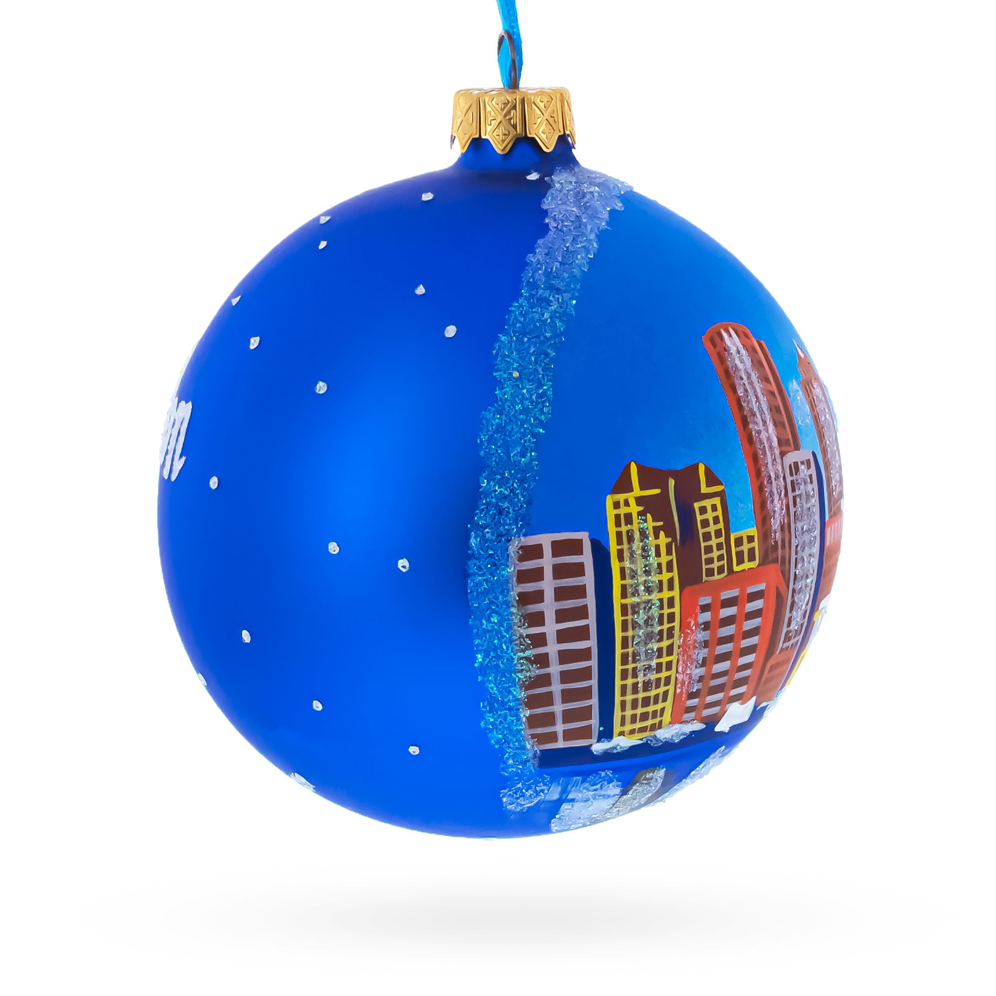 Boston, Massachusetts Glass Ball Christmas Ornament 3.25 InchesUkraine , dimensions in inches: 3.25 x 3.25 x 3.25