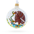 Mexico Coat of Arms Glass Ball Christmas Ornament 3.25 Inches in White color Round