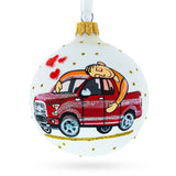I Love My Car Glass Ball Christmas Ornament 3.25 Inches in White color Round
