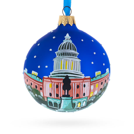 United States Capitol, Washington, DC Glass Ball Christmas Ornament 3.25 Inches in Multi color Round
