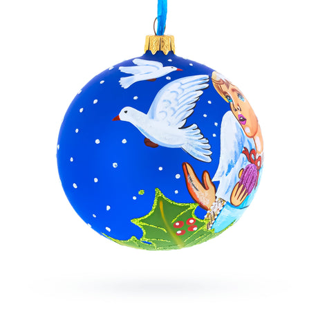 Angel with Peace Pigeons Glass Ball Christmas Ornament 4 InchesUkraine , dimensions in inches:  x  x