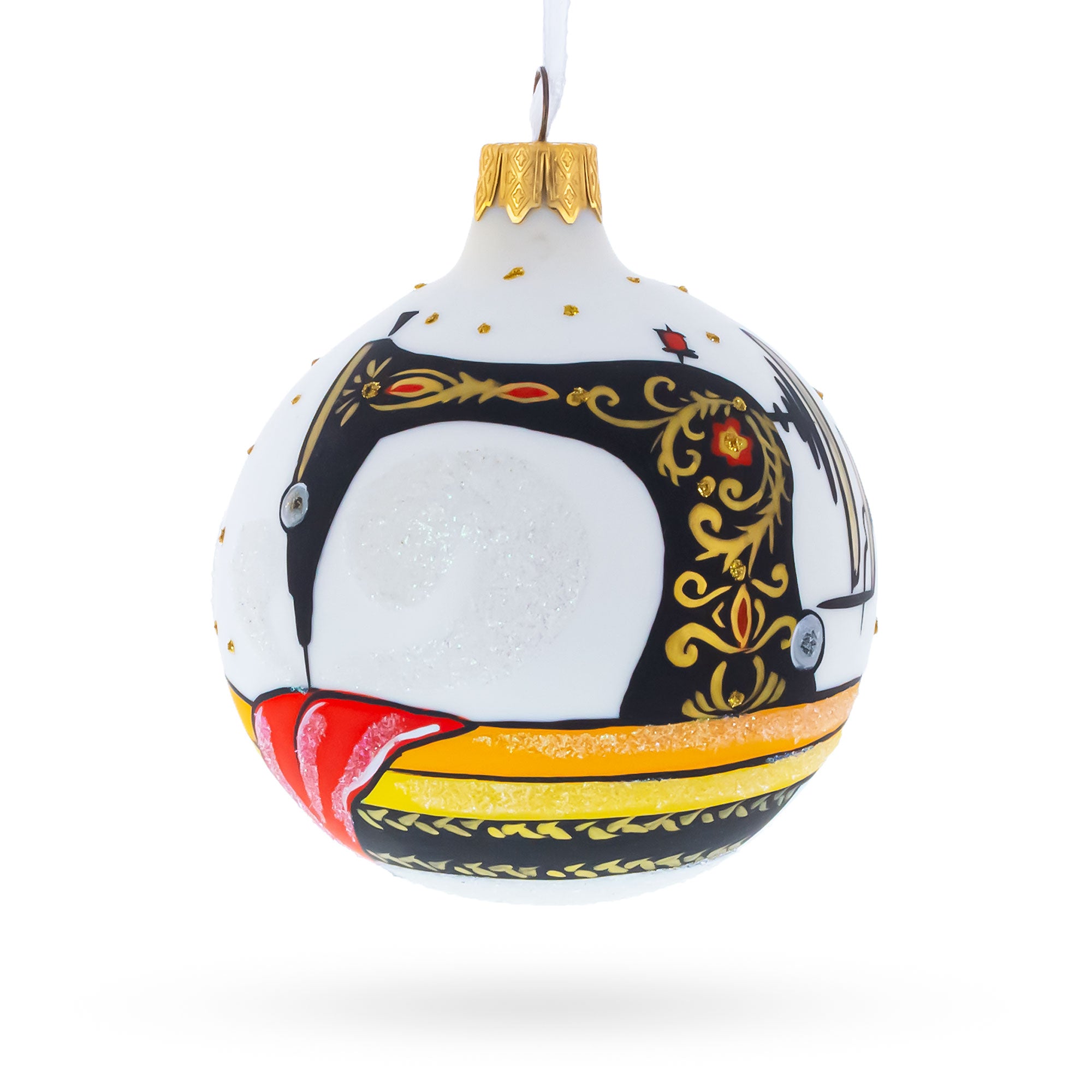 Sewing Enthusiast's Delight Glass Christmas Ornament 3.25 Inches in Multi color Round