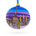 New York City at Night Glass Ball Christmas Ornament 4 Inches in Multi color Round
