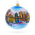 Brooklyn Bridge, New York, USA Glass Ball Christmas Ornament 4 Inches in Multi color Round