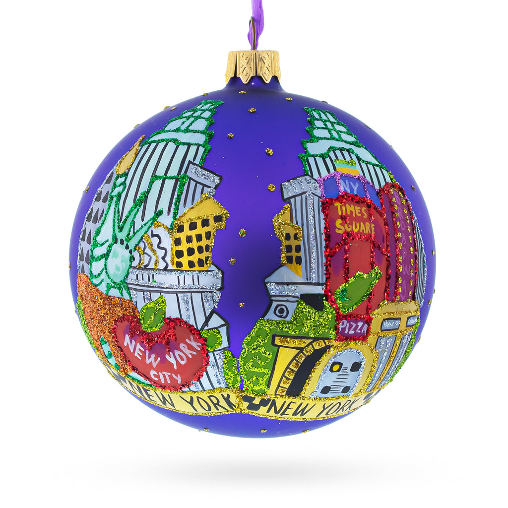 Best of New York City Glass Ball Christmas Ornament 4 Inches in Multi color Round
