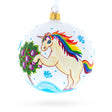 Enchanting Unicorn Glass Ball Christmas Ornament 4 Inches in White color Round