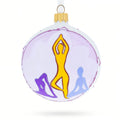 Yoga Glass Ball Ornament 3.25 Inches in Purple color Round