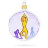 Glass Finding Inner Peace: Yoga Glass Blown Ball Ornament 3.25 Inches in Multi color Round