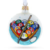 Glass Rack 'Em Up: I Love Pool / Billiard Blown Glass Christmas Ornament 3.25 Inches in White color Round