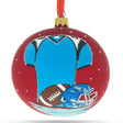 Gridiron Glory: Football Blown Glass Ball Christmas Sports Ornament 4 Inches in Red color, Round shape