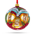 Three Bells Glass Ball Christmas Ornament 4 Inches in Multi color Round