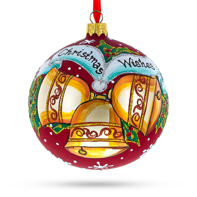 Glass Three Bells Glass Ball Christmas Ornament 4 Inches in Multi color Round