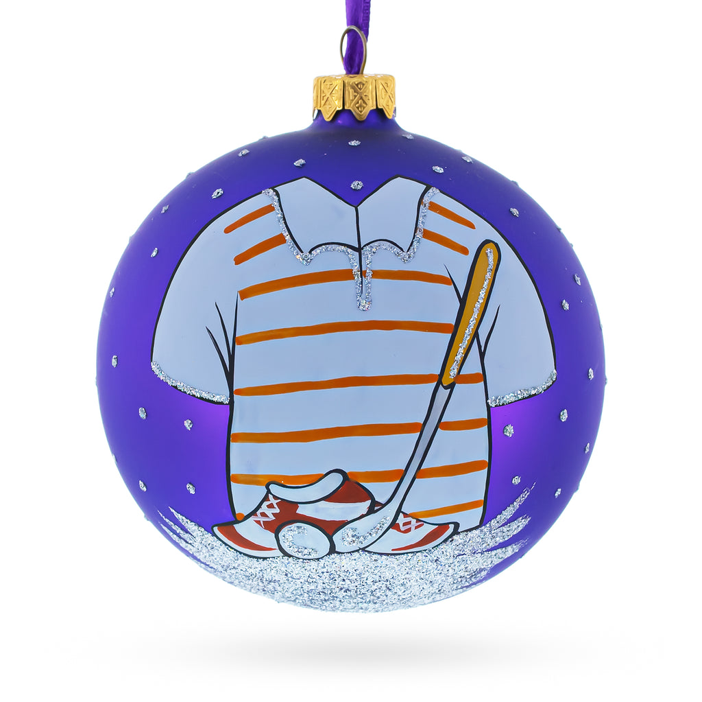 Golf Glass Ball Christmas Ornament 4 Inches in Purple color Round