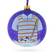 Glass Swing for the Greens: Golf Blown Glass Ball Christmas Ornament 4 Inches in Purple color Round