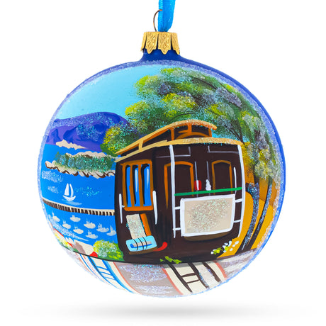 Glass I Love San Francisco, California Glass Ball Christmas Ornament 4 Inches in Multi color Round