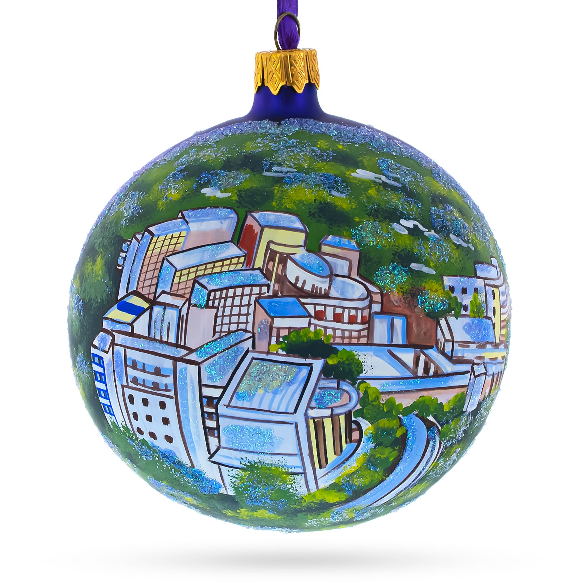 Los Angeles, California, USA Glass Ball Christmas Ornament 4 Inches in Multi color Round