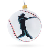 Glass Home Run Heart: I Love Baseball Blown Glass Ball Christmas Ornament 4 Inches in White color Round