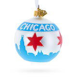 Chicago Flag Glass Ball Christmas Ornament 3.25 Inches in Multi color Round