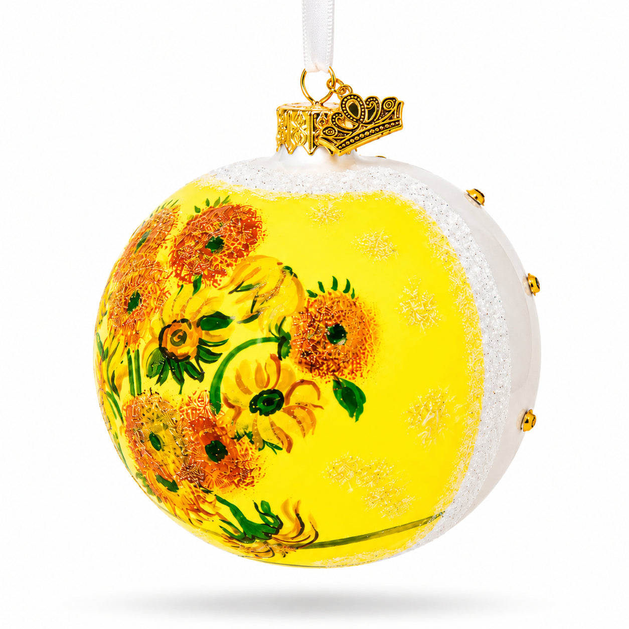 1887 'Sunflowers' by Vincent Van Gogh Glass Ball Christmas Ornament 4 InchesUkraine , dimensions in inches: 4 x 4 x 4