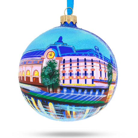 Louvre Museum, Paris, France Glass Ball Christmas Ornament 4 Inches in Multi color, Round shape