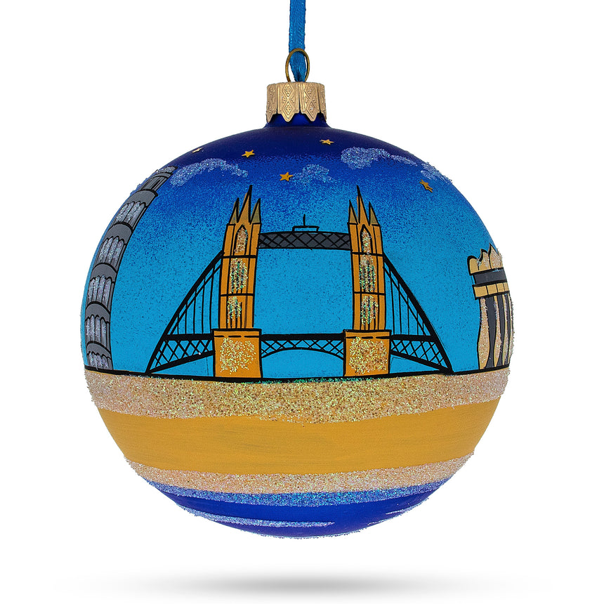 European Travel Attractions Glass Ball Christmas Ornament 4 InchesUkraine , dimensions in inches: 4 x 4 x 4
