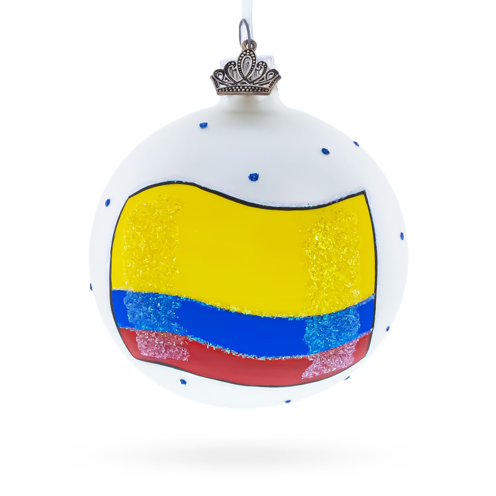 Flag of Colombia Glass Ball Christmas Ornament 3.25 Inches in Multi color Round