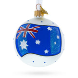 Aussie Pride: Australian Flag Blown Glass Ball Christmas Ornament 3.25 Inches in Multi color, Round shape