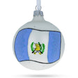 Charming Guatemalan Flag Blown Glass Ball Christmas Ornament 3.25 Inches in White color, Round shape