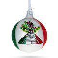 Flag of Mexico Glass Christmas Ornament 3.25 Inches in Multi color Round