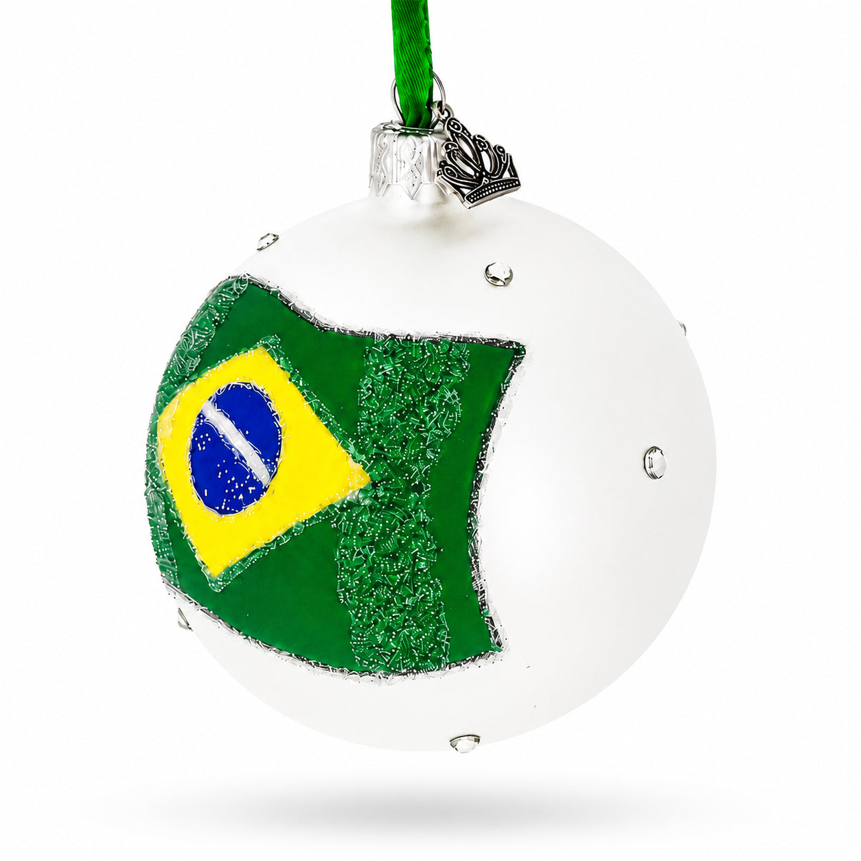 Flag of Brazil Glass Ball Christmas Ornament 3.25 InchesUkraine , dimensions in inches: 3.25 x 3.25 x 3.25