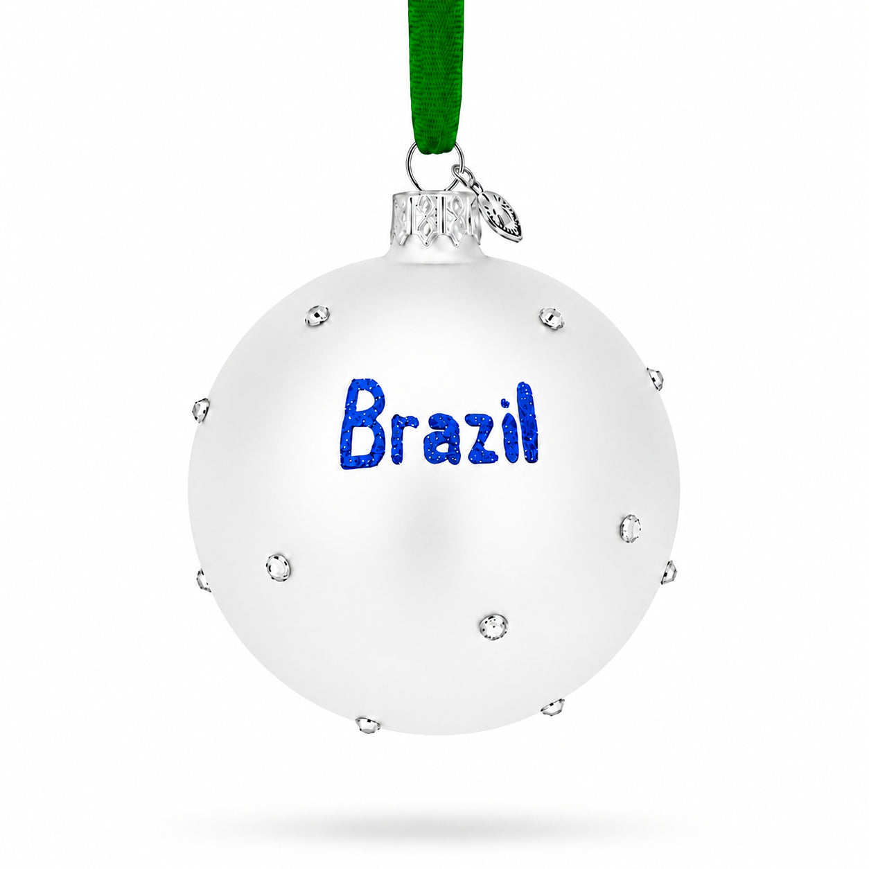 Shop Flag of Brazil Glass Ball Christmas Ornament 3.25 Inches. Buy Christmas Ornaments > Flags Green Round