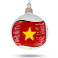 Flag of Vietnam Glass Ball Christmas Ornament 3.25 Inches in Red color Round