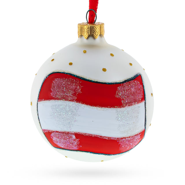 Glass Flag of Austria Blown Glass Ball Christmas Ornament 3.25 Inches in Multi color Round