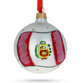 Flag of Peru Glass Ball Christmas Ornament 3.25 Inches in Multi color Round