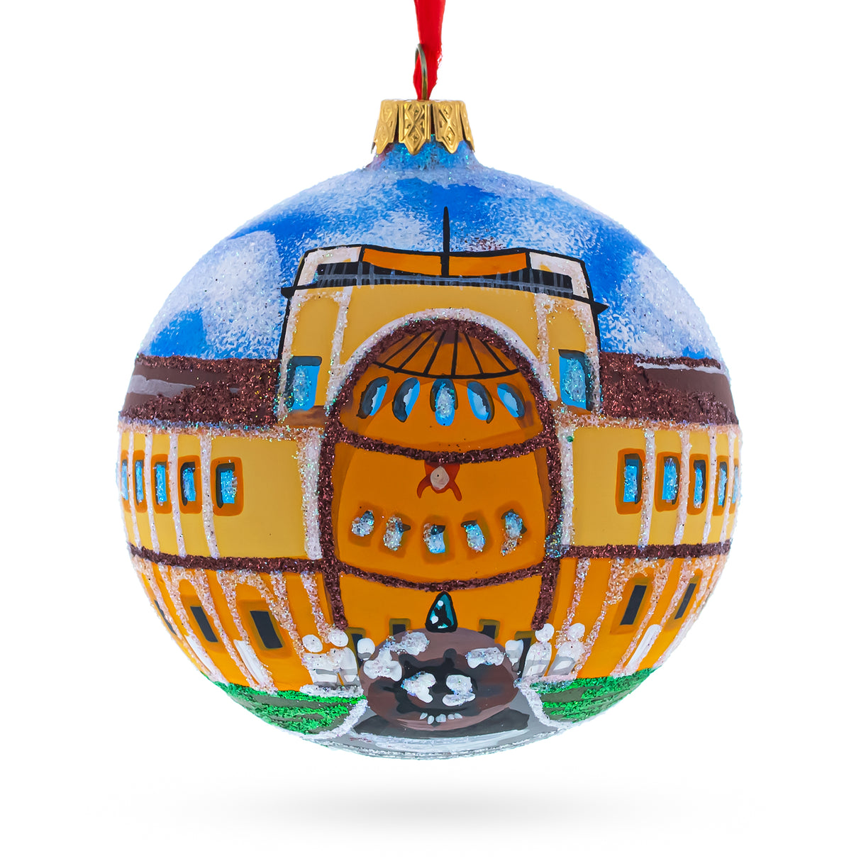 Glass Vatican Museum, Rome Glass Ball Christmas Ornament 4 Inches in Multi color Round