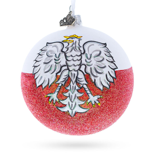 Flag of Poland Glass Ball Christmas Ornament 4 Inches in Multi color, Round shape