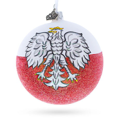 Flag of Poland Glass Ball Christmas Ornament 4 Inches in  color Round