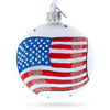 Glass Flag of United States of America on White Glass Ball Christmas Ornament 3.25 Inches in Multi color Round